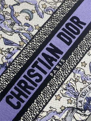 CD Medium Lady D-Lite Bag  Embroidery White/Purple  Multicolors