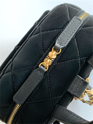 Chanel Backpack Velvet and Calfskin Gold Tone Metal Black AS5793