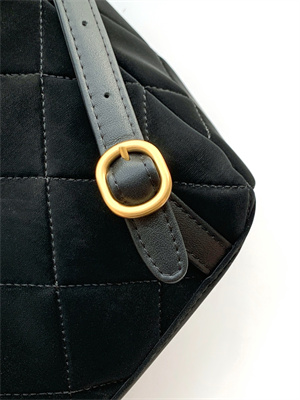 Chanel Backpack Velvet and Calfskin Gold Tone Metal Black AS5793