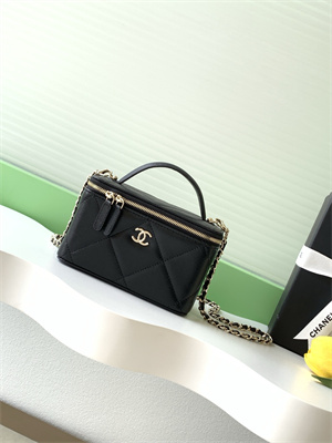 Chanel Long Vanity With Chain Grained Calfskin & Gold-Tone Metal Black AP4933