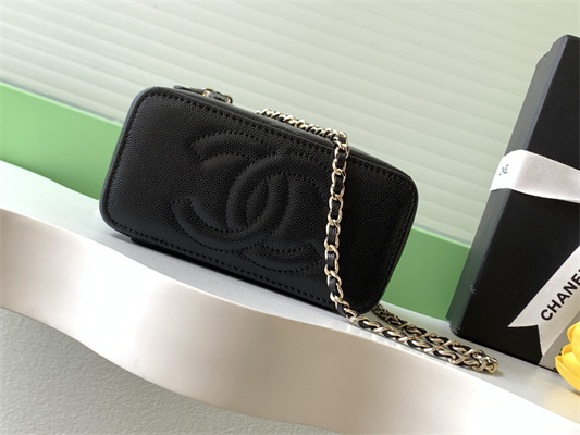 Chanel Long Vanity With Chain Grained Calfskin & Gold-Tone Metal Black AP4933