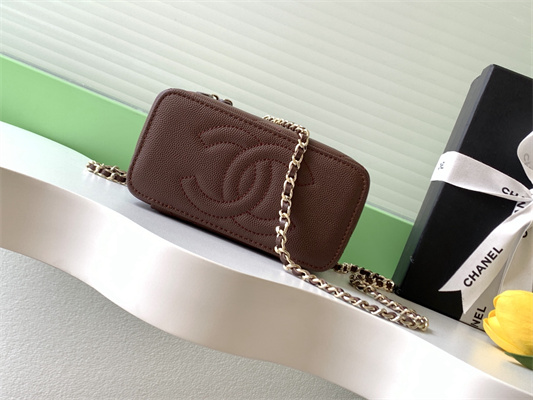Chanel Long Vanity With Chain Grained Calfskin & Gold-Tone Metal Burgundy AP4933