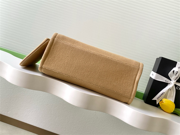 Chanel Deauville Small Shopping Bag Mixed Fibers Gold Tone Metal Dk Grey AS3257