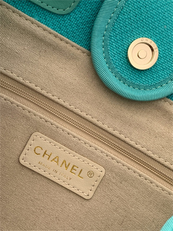 Chanel Deauville Small Shopping Bag Mixed Fibers Gold Tone Metal AS3257