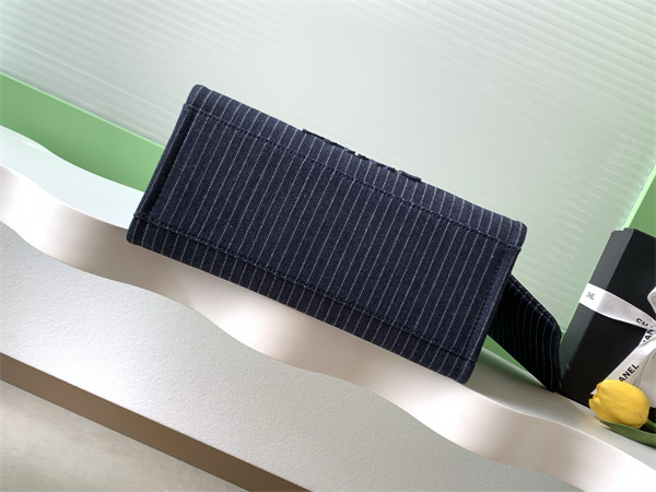 Chanel Deauville Small Shopping Bag Mixed Fibers Strip Gold Tone Metal AS3257