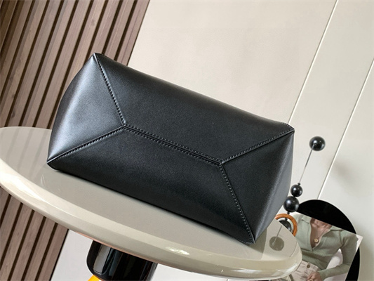 Loewe Medium Puzzle Fold Tote In Shinny Calfskin Black