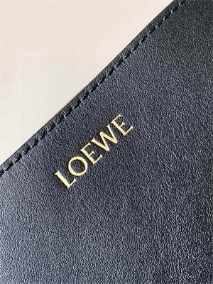 Loewe Medium Puzzle Fold Tote In Shinny Calfskin Black