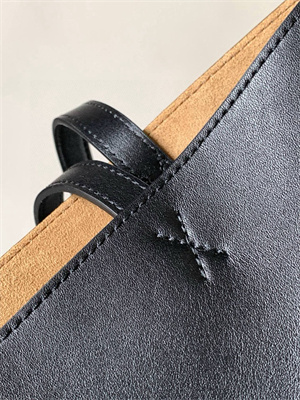 Loewe Medium Puzzle Fold Tote In Shinny Calfskin Black