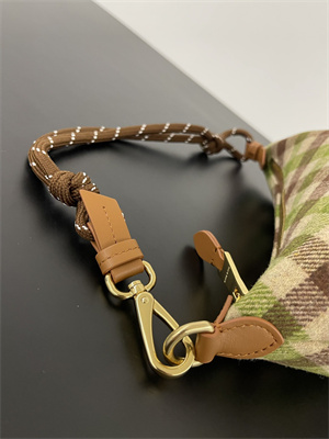 MiuMiu Plaid Wool Pouch Camel/Green