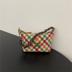 MiuMiu Plaid Wool Pouch Red/Green