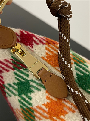 MiuMiu Plaid Wool Pouch Red/Green