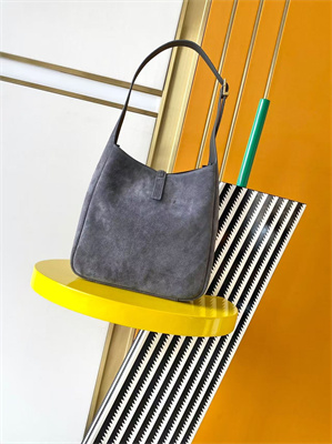 Y.S.L LE 5 A 7 Supple SMALL HOBO BAG In Grey Suede Leather