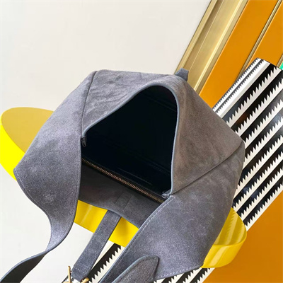 Y.S.L LE 5 A 7 Supple SMALL HOBO BAG In Grey Suede Leather