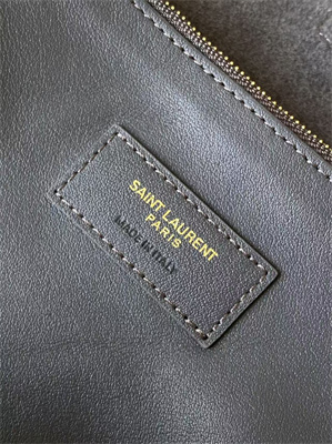 Y.S.L LE 5 A 7 Supple SMALL HOBO BAG In Grey Suede Leather