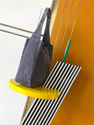 Y.S.L LE 5 A 7 Supple Large HOBO BAG In Grey Suede Leather